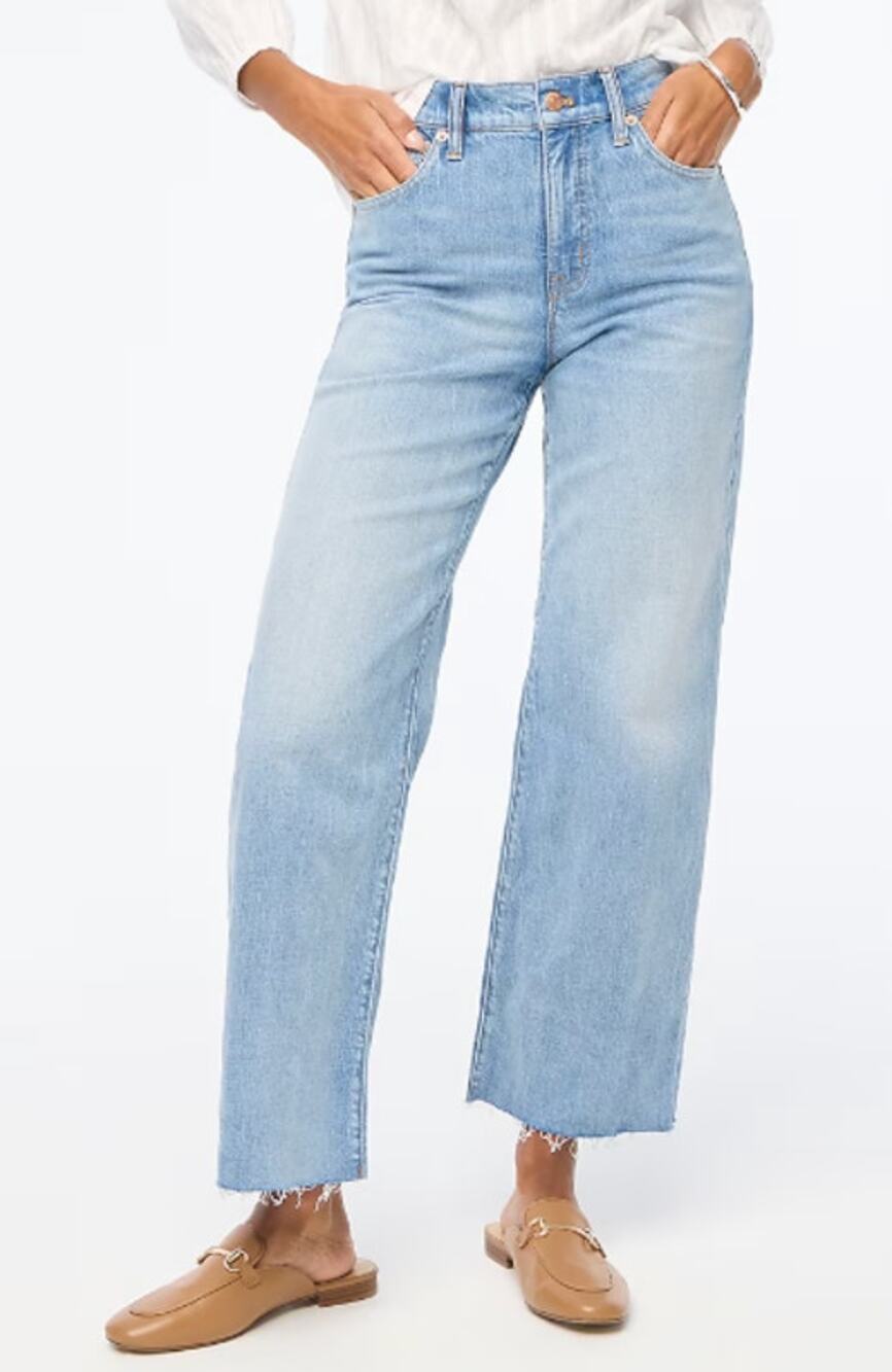 J. Crew Wide-Leg Cropped Jeans in All-Day Stretch Blue 31 / 12